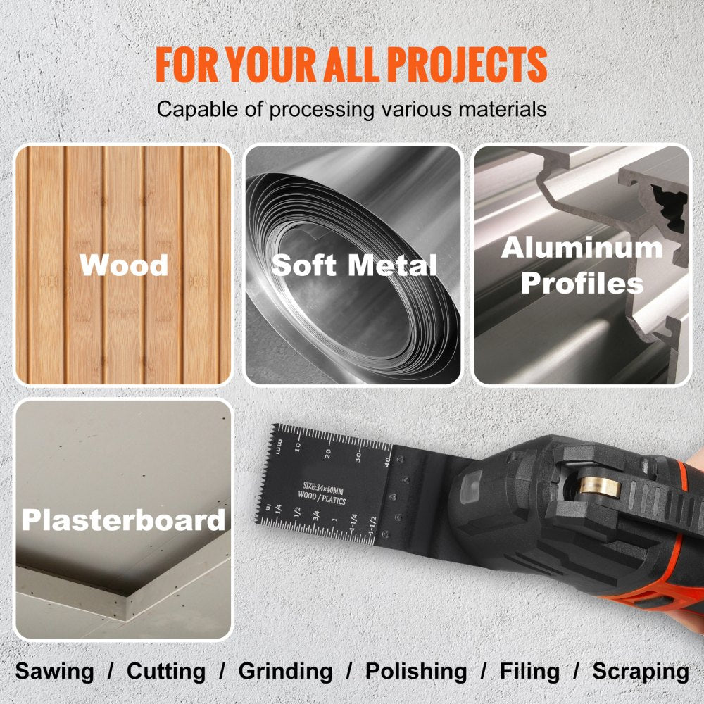 Bostome 50PC oscillating saw blades with quick release for cutting wood and metal.