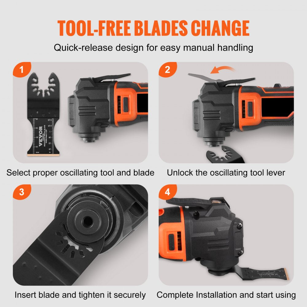 Three titanium carbide oscillating tool blades with universal fit and quick-release design.