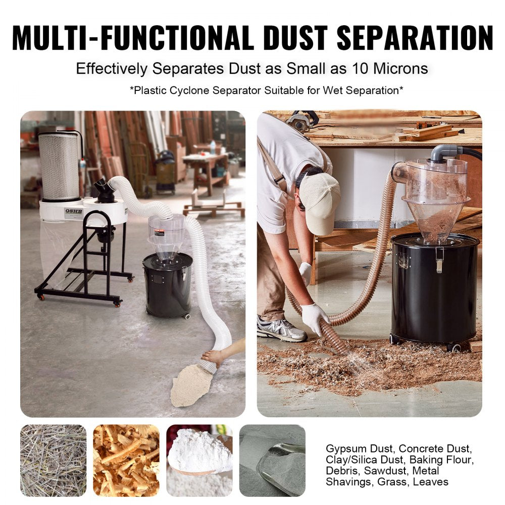 Cyclone Dust Separator Vacuum Cleaner Separator 4" for 5-10 Gal Tank