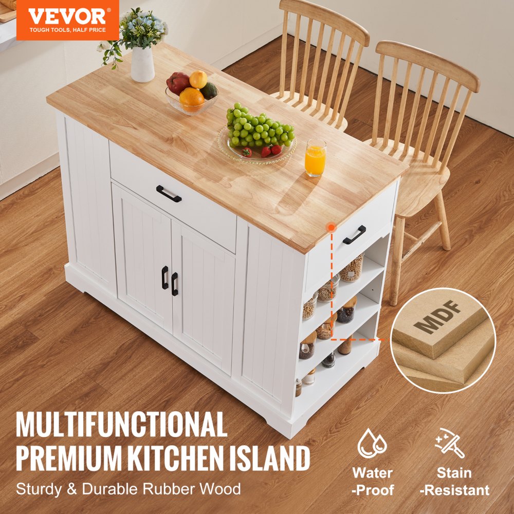 Kitchen Island Cart Storage Cabinet Serving Cart with Drawer & Shelves