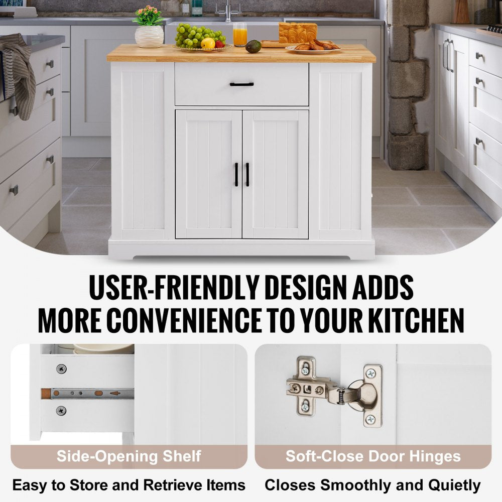 Kitchen Island Cart Storage Cabinet Serving Cart with Drawer & Shelves