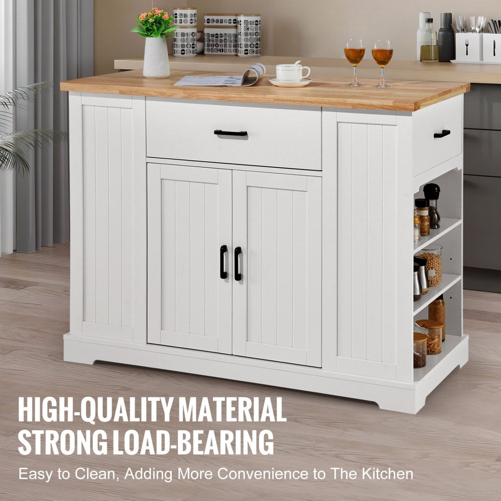 Kitchen Island Cart Storage Cabinet Serving Cart with Drawer & Shelves