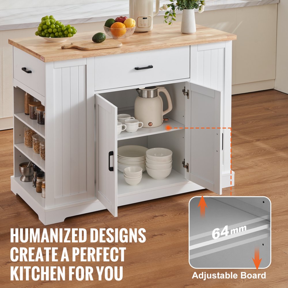 Kitchen Island Cart Storage Cabinet Serving Cart with Drawer & Shelves