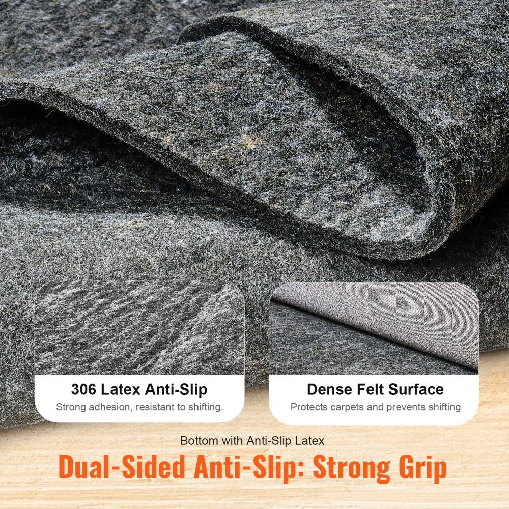 Thick polyester rug pad gripper measuring 4'x6' with anti-fray edges and a soft cushion feel.