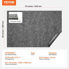 Bostome 4'x6' rug pad gripper with 0.47" thick polyester for comfort and floor protection.