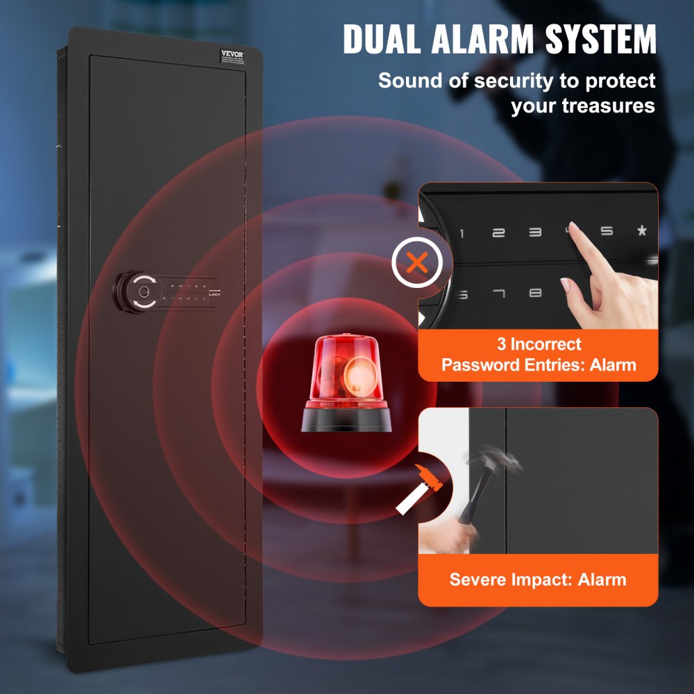 42.91" Tall Wall Gun Safe 4-Tier Hidden Gun Safe with Keypad & Fingerprint