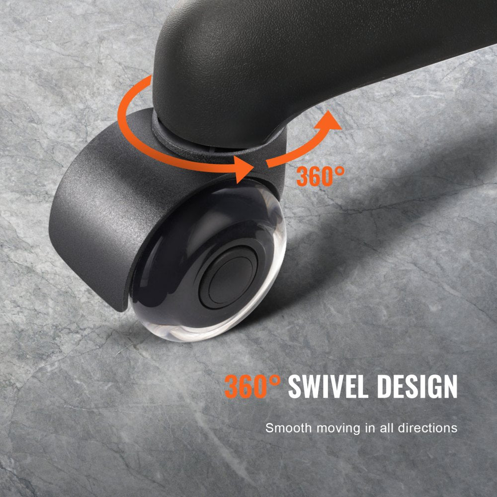 Office Chair Wheels, Set of 5, 2 inch Caster Wheels Replacement for Hardwood Floors and Carpet, Heavy Duty Computer Gaming Desk Casters with Double Wheels, 440 lbs Load Capacity, Universal Fit