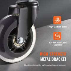 Office Chair Wheels, Set of 5, 3 inch Caster Wheels Replacement for Hardwood Floors and Carpet, Heavy Duty Computer Gaming Desk Casters with 130 lbs Load Capacity, Universal Fit for Most Chairs