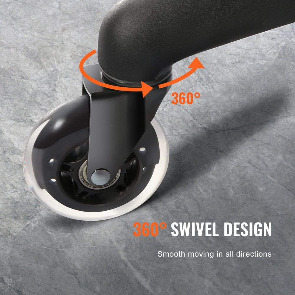 Office Chair Wheels, Set of 5, 3 inch Caster Wheels Replacement for Hardwood Floors and Carpet, Heavy Duty Computer Gaming Desk Casters with 130 lbs Load Capacity, Universal Fit for Most Chairs
