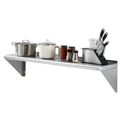 12" x 48" Stainless Steel Shelf, Wall Mounted Floating Shelving with Brackets, 280 lbs Load Capacity Commercial Shelves, Heavy Duty Storage Rack for Restaurant, Kitchen, Bar, Home, and Hotel