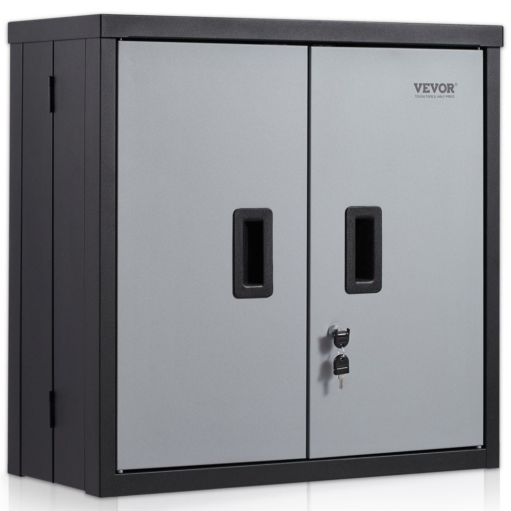 Foldable Wall Cabinet, Metal Garage Cabinet Wall Mounted 26” Small Cabinet 240 LBS Loading Capacity Adjustable Shelf Magnetic Door File Locker for Garage Office Home Black