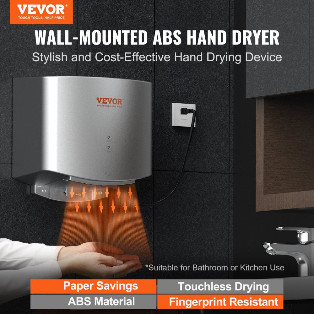 Bostome commercial hand dryer in white with automatic sensor and removable filter for hygiene.