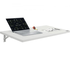 Wall Mounted Folding Table, 35.43" x 19.69" Wall Mount Drop Leaf Table, Floating Desk with Iron Bracket, Fold Down Desk for Small Spaces, Home Office, Dining, Laundry Room, Kitchen, Bar, White
