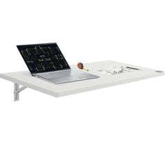 Wall Mounted Folding Table, 39.37" x 19.69" Wall Mount Drop Leaf Table, Floating Desk with Iron Bracket, Fold Down Desk for Small Spaces, Home Office, Dining, Laundry Room, Kitchen, Bar, White