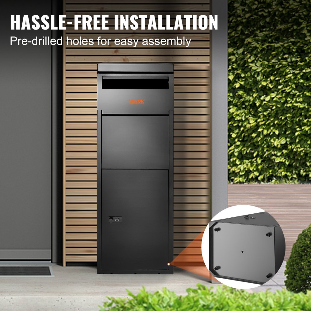 Package Delivery Boxes for Outside 13.9"x11.6"x42", Galvanized Steel Delivery Box for Packages With Coded Lock, Anti-theft Baffle, IPX3 Waterproof Package Drop Box for Outside, Porch, Curbside