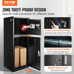 Package Delivery Boxes for Outside 16.2"x15.8"x44", Galvanized Steel Package Delivery Box with Coded Lock, Removable Anti-theft Baffle, IPX3 Waterproof Parcel Drop Box for Outside, Porch