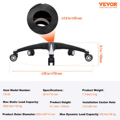 Office Chair Base Replacement 28" Heavy Duty Swivel Chair Base 2500 lbs