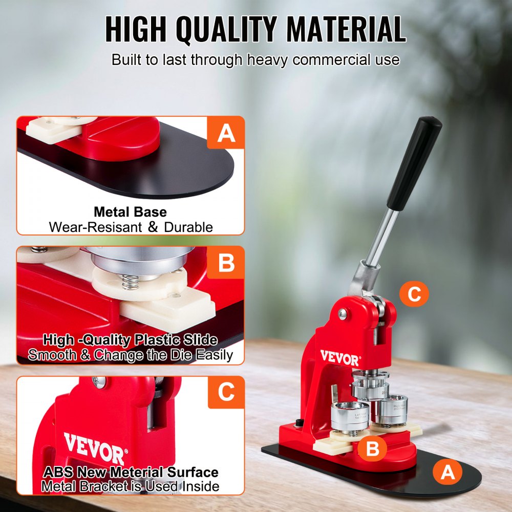 Bostome 1" 25mm button maker machine kit with iron and ABS construction and 500 parts included.