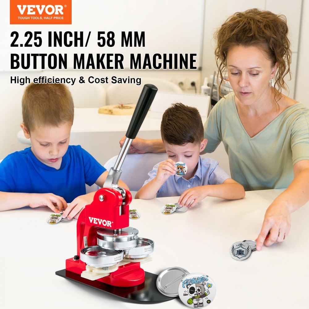Bostome 2.25" button maker machine kit with 500 parts and ergonomic handle for easy use.