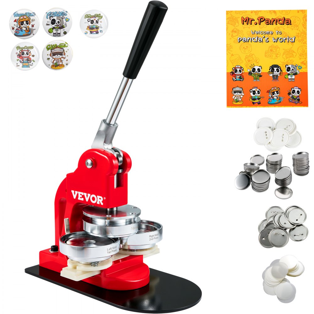 Bostome 2.25" button maker kit with 500 parts, ergonomic handle, and detailed manual included.