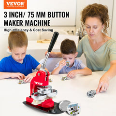 Bostome 3" button maker kit with 500 parts, featuring iron frame and ergonomic handle.
