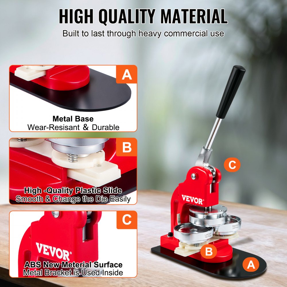 Bostome 3" button maker kit with 500 parts, iron frame, and ABS components for crafting badges.