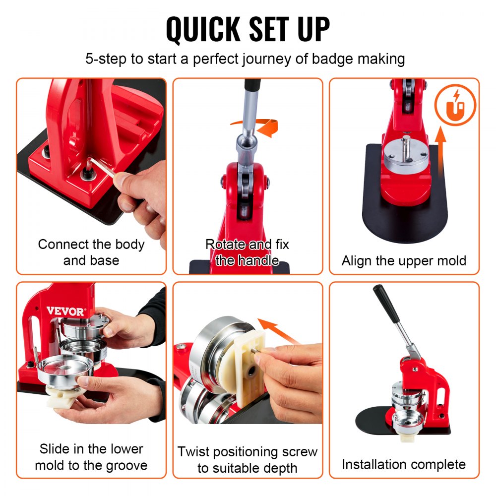 Bostome 3" button maker kit with 500 parts, iron frame, and ABS components for durable crafting.