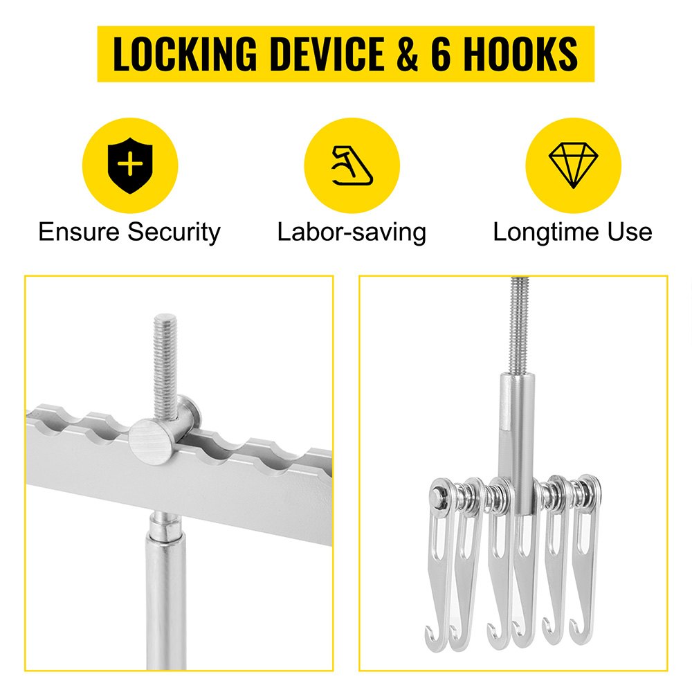 Dent Pull Lever Bar 6 Claw Hook Dent Puller Single Leg Lifter Portable Dent Pull Bar Aluminum Alloy for Car Dent Repairing