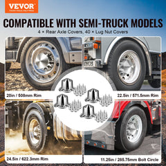 Rear Axle Cover Combo Kit ABS Lug Nut Covers with Nut Cover Tools
