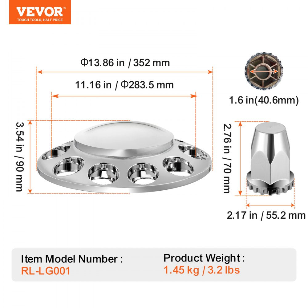 Front Axle Cover Combo Kit ABS Lug Nut Covers with Nut Cover Tools