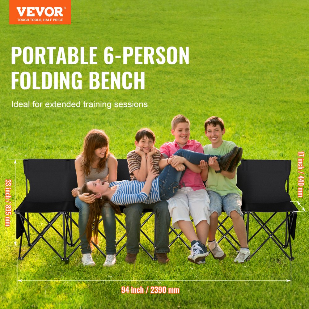 6 Seat Portable Folding Sport Bench Outdoor Camping Chair with Carry Bag