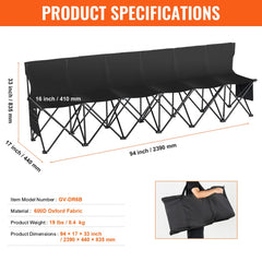 6 Seat Portable Folding Sport Bench Outdoor Camping Chair with Carry Bag