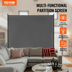 6FT Room Divider Single Panel Fabric Room Screen for Office Bedroom Grey