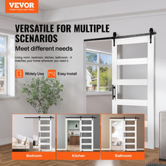 Barn Door and Hardware Kit, 32" x 84" Wood and Glass Sliding Barn Door, Smoothly and Quietly, Barn Door Kit with 8-in-1 Floor Guide and Door Handle, Spruce Wood Slab and Frosted Glass