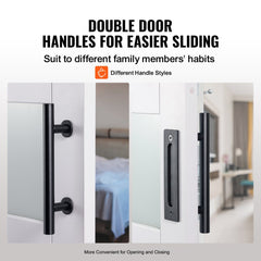 Barn Door and Hardware Kit, 36" x 84" Wood and Glass Sliding Barn Door, Smoothly and Quietly, Barn Door Kit with 8-in-1 Floor Guide and Door Handle, Spruce Wood Slab and Frosted Glass