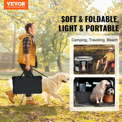Bostome 36" foldable pet playpen made of waterproof 600D Oxford fabric with mesh panels.
