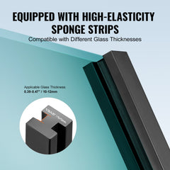 Glass Clamp, 41.34" Height Glass Railing Bracket for 0.39 "-0.47 " Thickness Tempered Glass, 304 Stainless Steel Glass Mounting Clamp, Glass Shelf Bracket for Balcony, Garden, Deck, Stair, Black