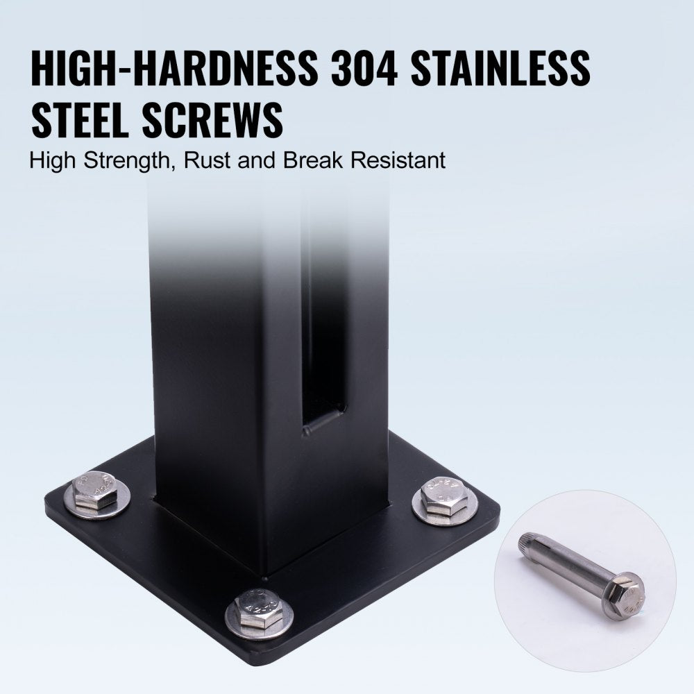 Glass Clamp, 41.34" Height Glass Railing Bracket for 0.39 "-0.47 " Thickness Tempered Glass, 304 Stainless Steel Glass Mounting Clamp, Glass Shelf Bracket for Balcony, Garden, Deck, Stair, Black