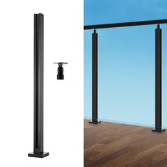 Glass Clamp, 35.83" Height Glass Railing Bracket for 0.39 "-0.47 " Thickness Tempered Glass, 304 Stainless Steel Glass Mounting Clamp, Glass Shelf Bracket for Balcony, Garden, Deck, Stair, Black