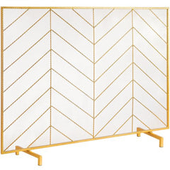 Fireplace Screen Single Panel, Sturdy Iron Mesh Fireplace Screen, 38.6"(L) x29.8"(H) Spark Guard Cover, Simple Installation, Free Standing Fire Fence Grate for Living Room Home Decor Modern
