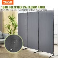 Room Divider, 6.1 ft （102×71inch）Room Dividers and Folding Privacy Screens (3-panel), Fabric Partition Room Dividers for Office, Bedroom, Dining Room, Study, Freestanding, Dark Gray
