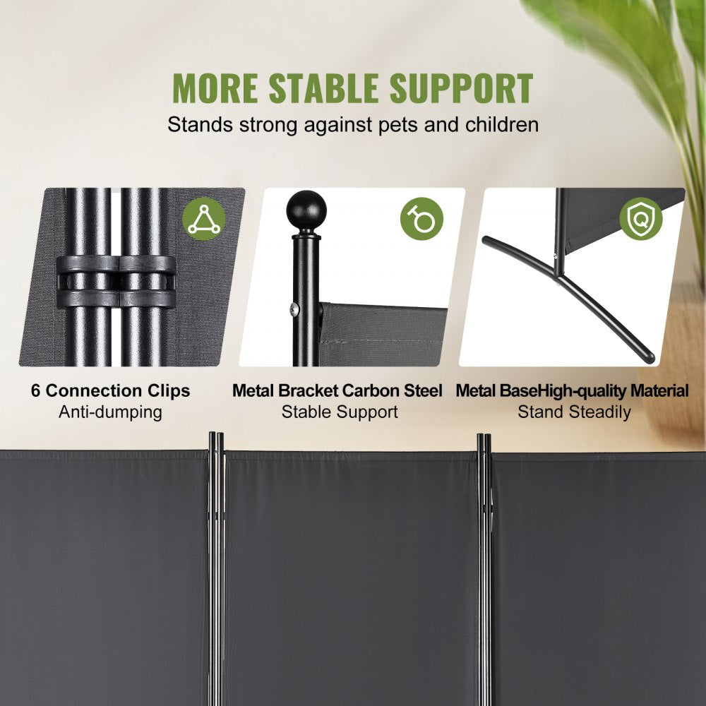 Room Divider, 6.1 ft （102×71inch）Room Dividers and Folding Privacy Screens (3-panel), Fabric Partition Room Dividers for Office, Bedroom, Dining Room, Study, Freestanding, Dark Gray