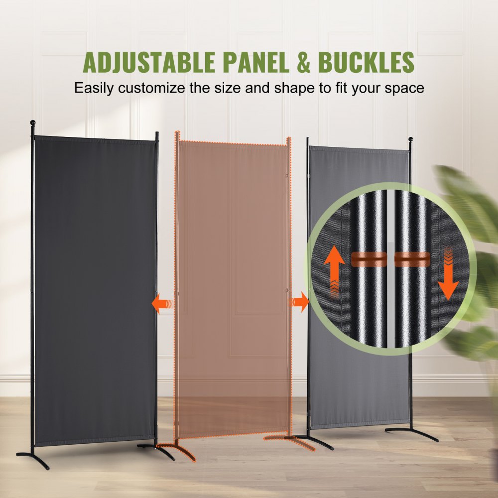 Room Divider, 6.1 ft （102×71inch）Room Dividers and Folding Privacy Screens (3-panel), Fabric Partition Room Dividers for Office, Bedroom, Dining Room, Study, Freestanding, Dark Gray