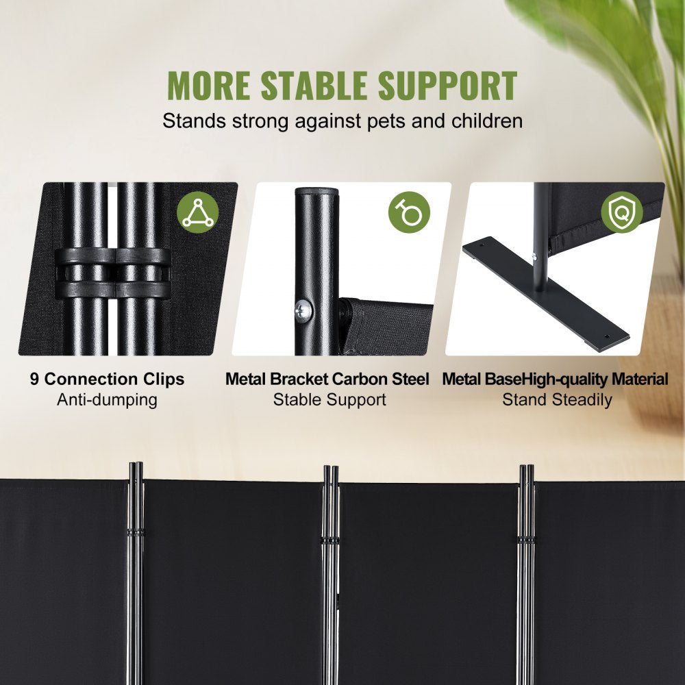 Room Divider, 5.6 ft （88×67.5inch）Room Dividers and Folding Privacy Screens (4-panel), Fabric Partition Room Dividers for Office, Bedroom, Dining Room, Study, Freestanding, Black