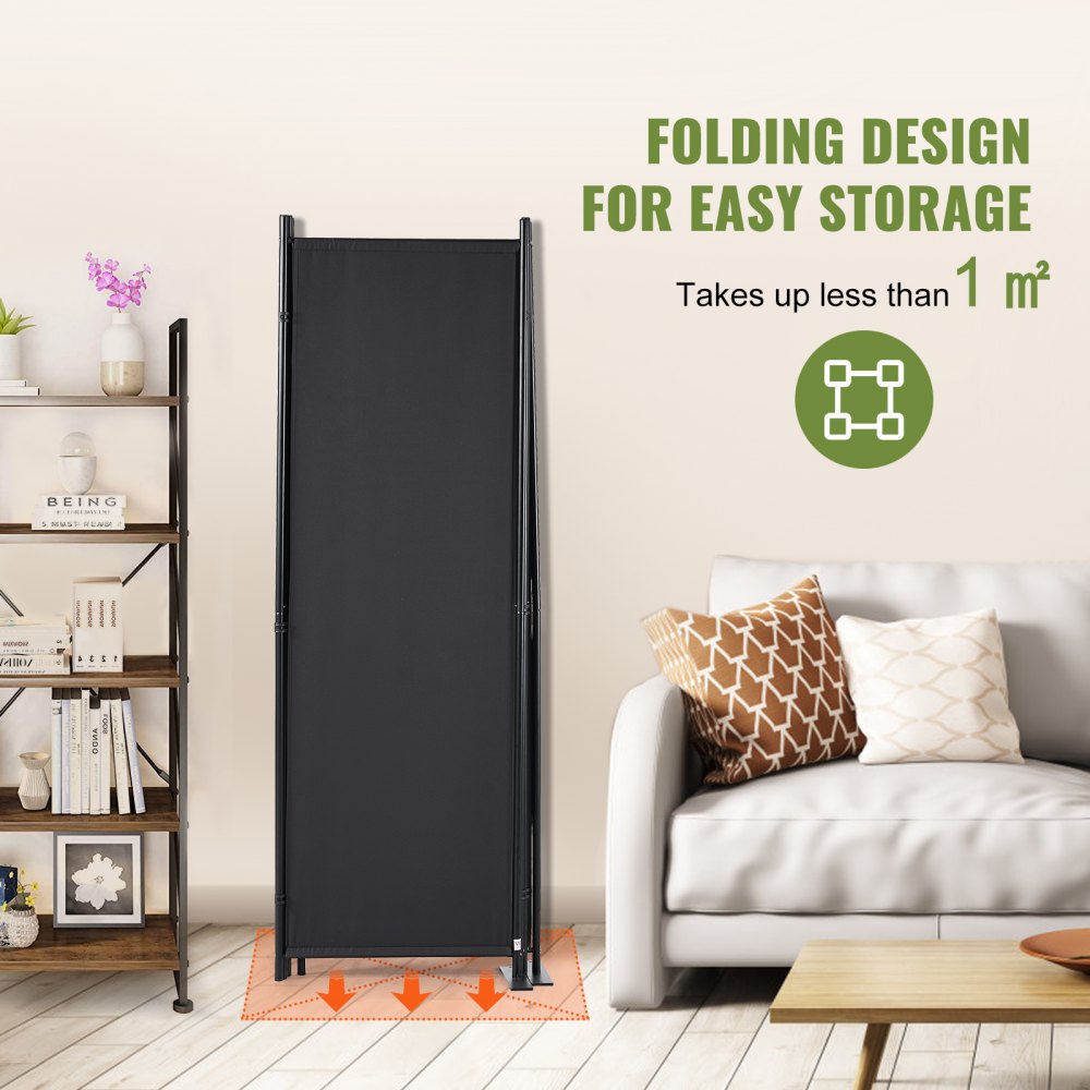 Room Divider, 5.6 ft （88×67.5inch）Room Dividers and Folding Privacy Screens (4-panel), Fabric Partition Room Dividers for Office, Bedroom, Dining Room, Study, Freestanding, Black