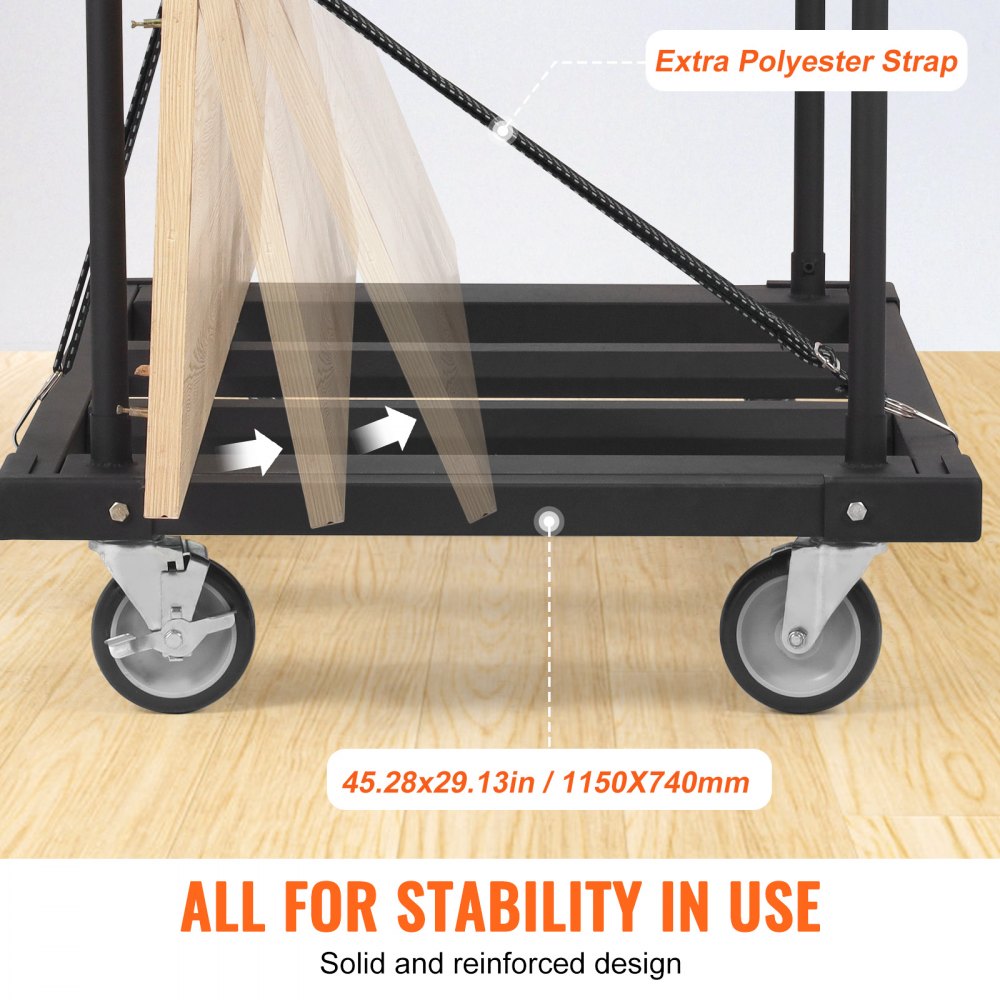 Drywall Cart, 1800 LBS Panel Dolly Cart with 45.28" x 29.13" Deck and 5" Swivel Wheels, Heavy-Duty Drywall Sheet Cart, Handling Wall Panel, Sheetrock, Lumber, for Garage, Home, Warehouse