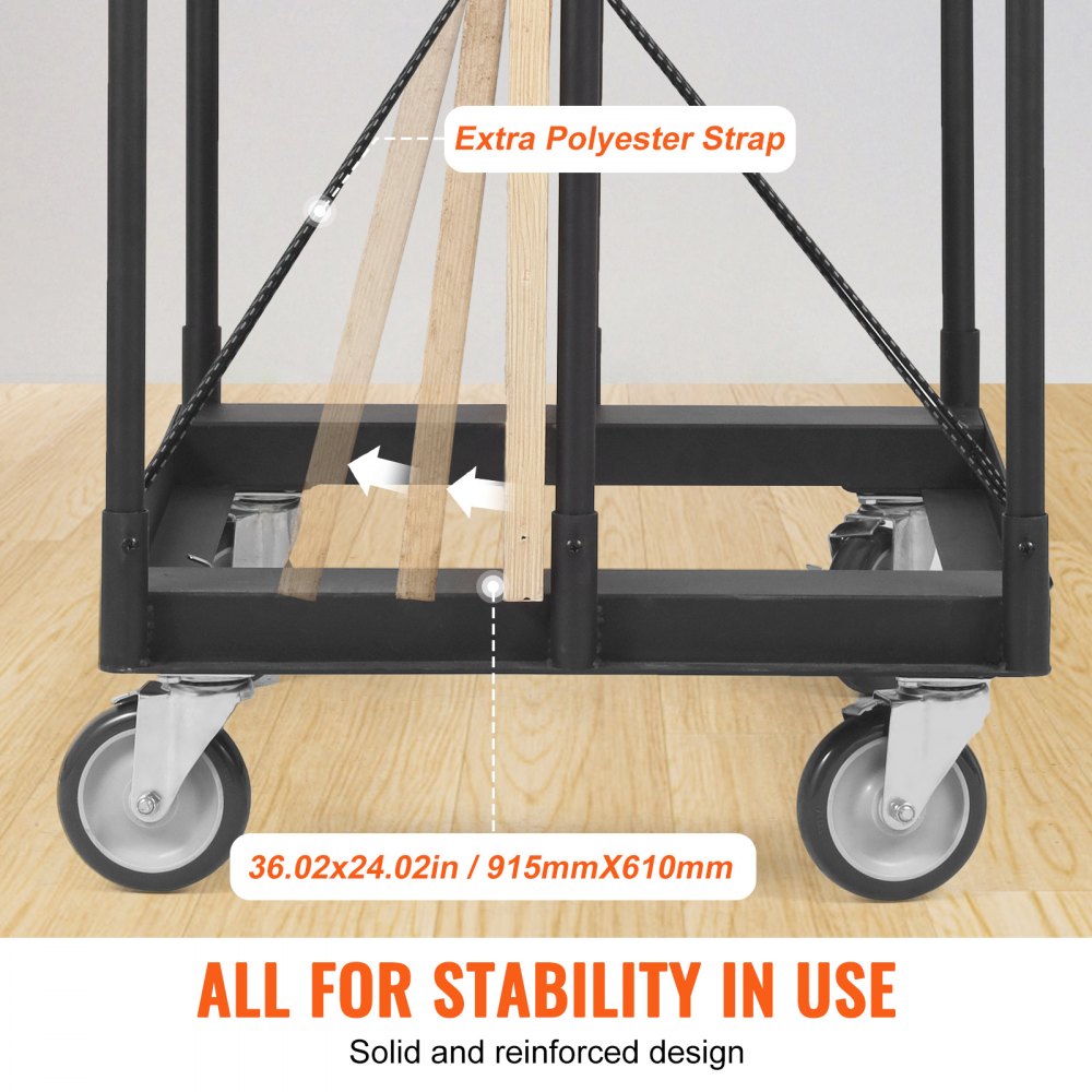 Drywall Cart, 1500 LBS Panel Dolly Cart with 36.02" x 24.02" Deck and 5" Swivel Wheels, Heavy-Duty Drywall Sheet Cart, Handling Wall Panel, Sheetrock, Lumber, for Garage, Home, Warehouse