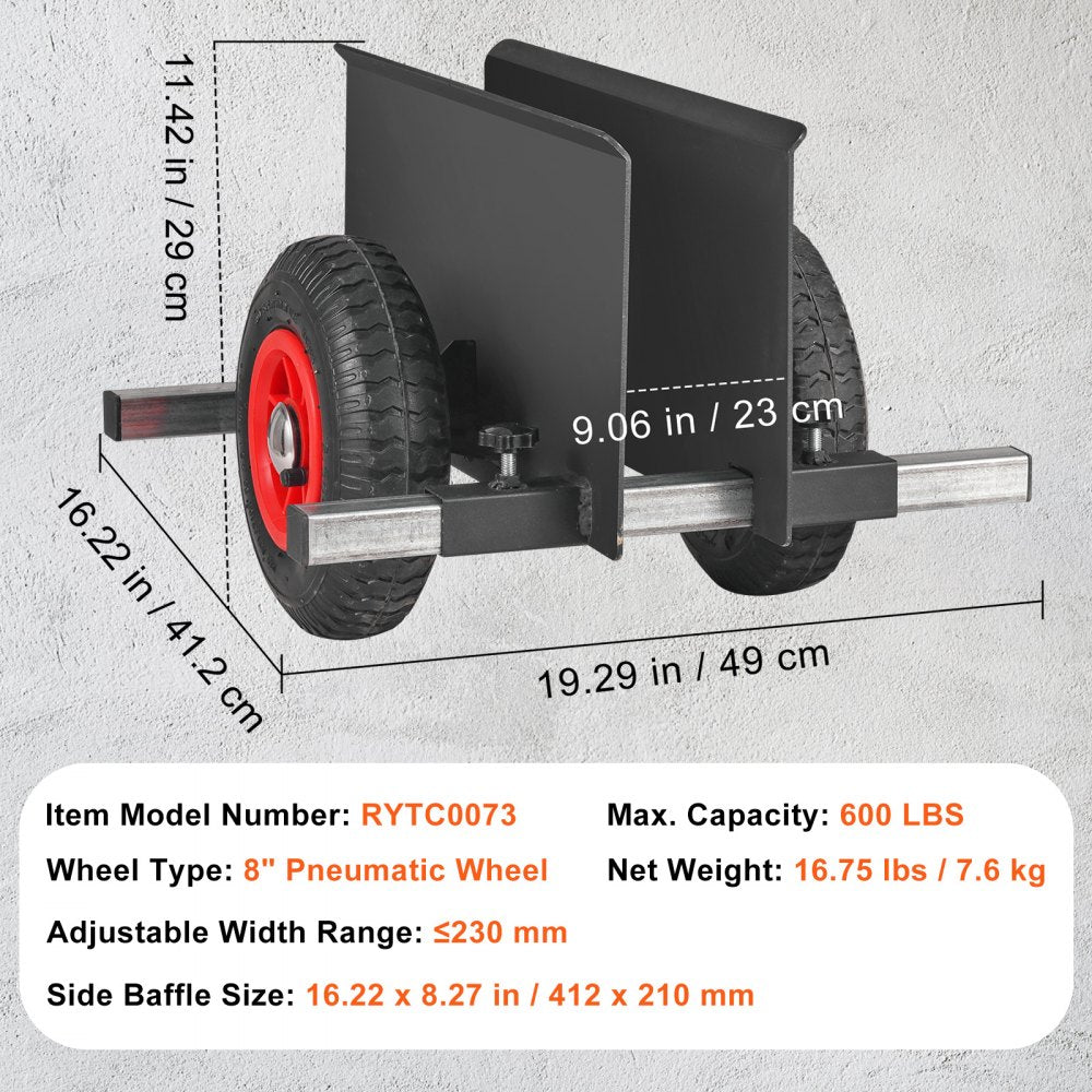 Panel Dolly, 600LBS Capacity Slab Dolly, Heavy-duty Drywall Mover with 8" Pneumatic Wheels, Adjustable Clamp Panel Cart for Drywall Sheet, Material Handling, All Terrain Moving Cart