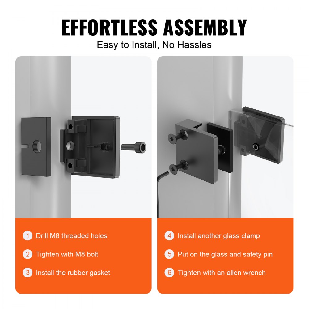 Glass Clamp, 40 PCS Square Glass Railing Bracket for 0.31 "-0.47 " Tempered Glass, 304 Stainless Steel Glass Mounting Clamp, Glass Shelf Bracket for Balcony, Garden, Deck, Stair, Black