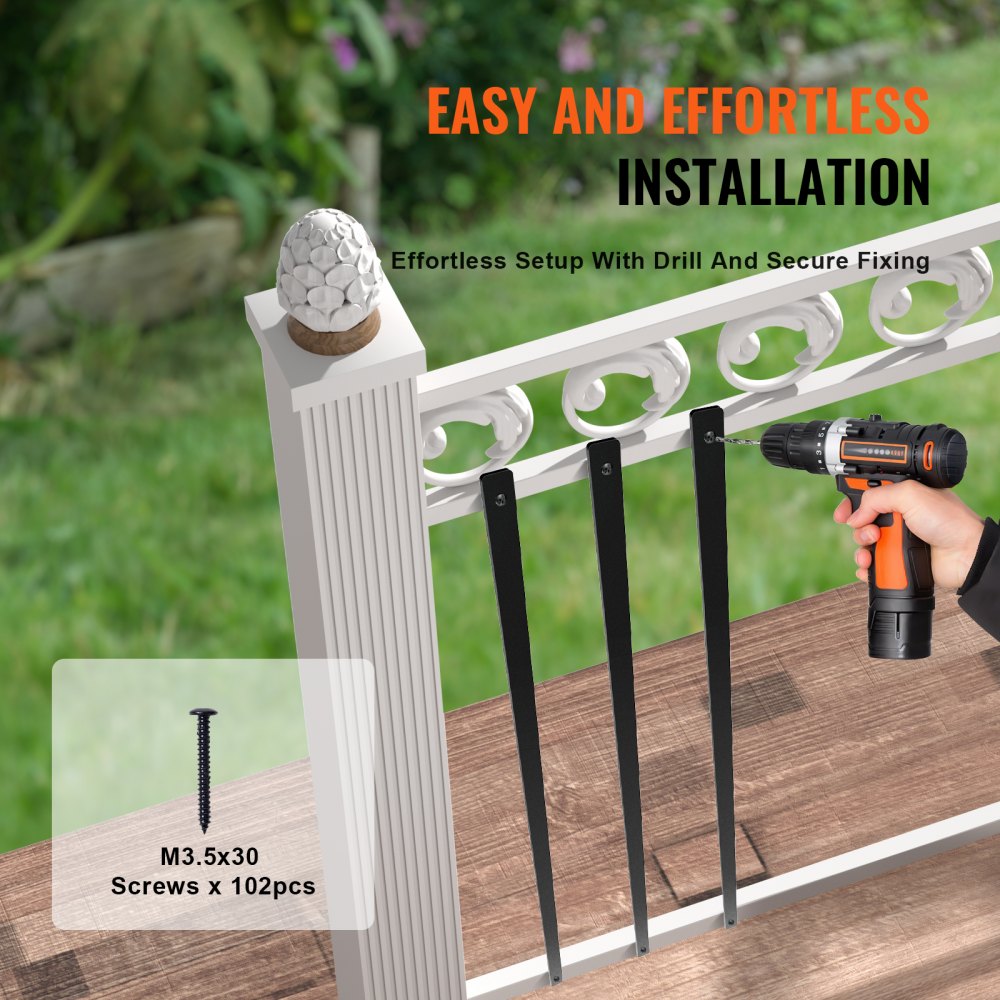 Matte black aluminum deck balusters, 29.5 inches tall, in a 51 pack for outdoor use.